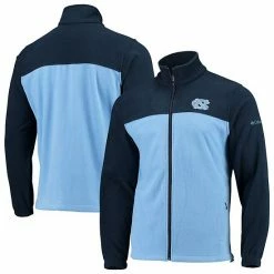 Best deal 🌟 Unbranded Men's Columbia Navy/Carolina Blue North Carolina Tar 👠 Heels Flanker III Fleece Team Full-Zip Jacket 🎉