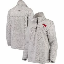 Best Sale 🥰 Unbranded 👩 Women's Gray Alabama Crimson Tide Sherpa Super-Soft Quarter-Zip Pullover Jacket 🔥