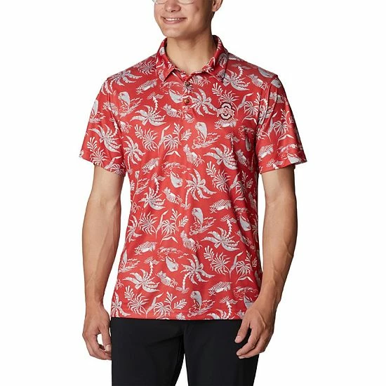 Budget ๐ Unbranded Men's Columbia Scarlet Ohio State Buckeyes Super Terminal Tackle Omni-Shade Polo ๐