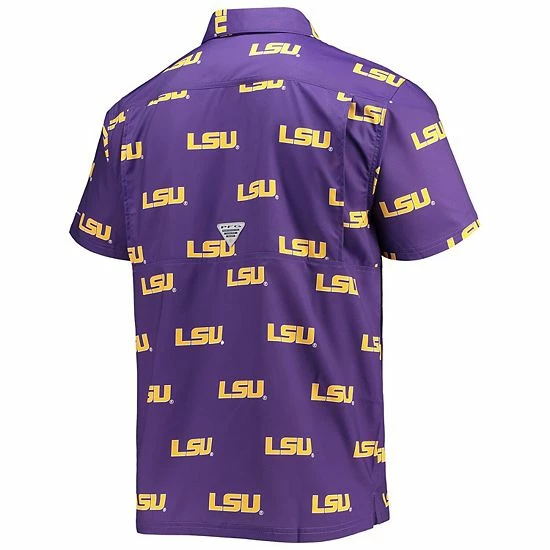 Best Sale 👍 Unbranded Men's Columbia Purple LSU Tigers Super Slack Tide Omni-Shade Button-Up 👕 Shirt 🎁 - Image 4