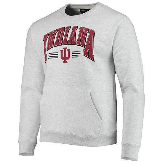 Budget 😍 Unbranded Men's League Collegiate Wear Heathered Gray Indiana Hoosiers Upperclassman Pocket Pullover Sweatshirt 🌟 - Image 3