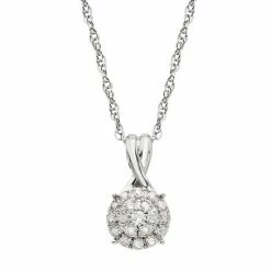 Outlet ⭐ Unbranded 1/10 Carat T.W. Diamond 10k White Gold Halo Pendant Necklace 🔔