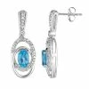 Deals 😍 Unbranded 10k White Gold Swiss Blue Topaz & 1/5 Carat T.W. Diamond Interlocking Hoop Drop Earrings 😀
