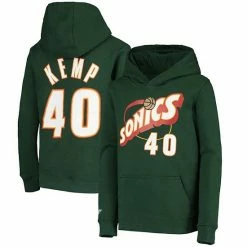 Top 10 🔥 Unbranded Youth Mitchell & Ness Shawn Kemp Green Seattle SuperSonics Hardwood Classics Name & Number Pullover Hoodie 🔥