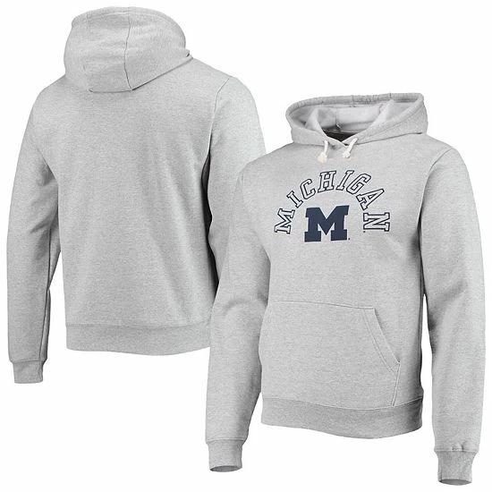 Promo 🎁 Unbranded Men's League Collegiate Wear Heathered Gray Michigan Wolverines Seal Neuvo Essential Fleece Pullover Hoodie 🔔