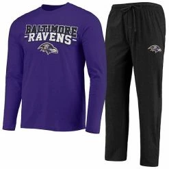 Cheap ⌛ Unbranded Men's Concepts Sport Black/Purple Baltimore Ravens Meter Long Sleeve T-Shirt & Pants Sleep Set 😀