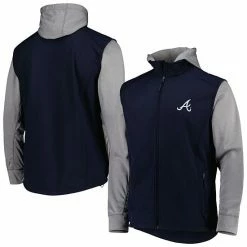 Coupon ✔️ Unbranded Men's Dunbrooke Navy/Heather Gray Atlanta Braves Alpha Full-Zip Jacket 👏