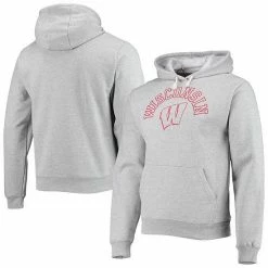 Budget 👍 Unbranded Men's League Collegiate Wear Heathered Gray Wisconsin Badgers Seal Neuvo Essential Fleece Pullover Hoodie ✨