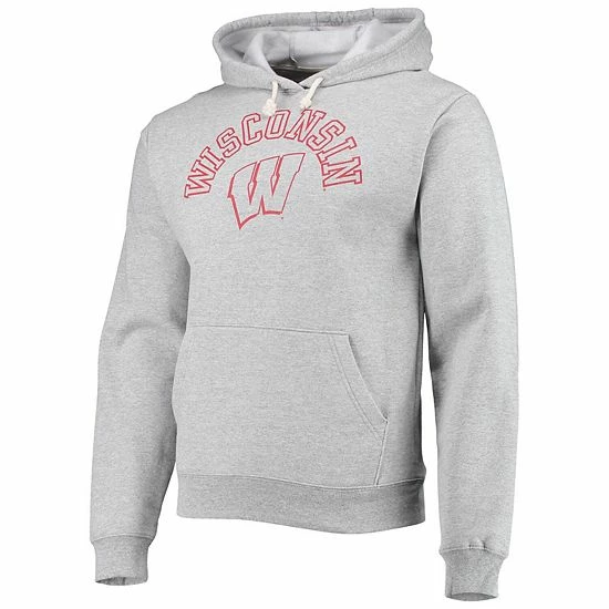 Budget ๐ Unbranded Men's League Collegiate Wear Heathered Gray Wisconsin Badgers Seal Neuvo Essential Fleece Pullover Hoodie โจ - Image 3