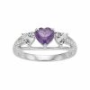 Promo 😀 Unbranded Sterling Silver Amethyst & Lab-Created White Sapphire Triple Heart Ring 💯