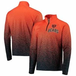 Budget 🧨 Unbranded Men's FOCO Orange/Navy Chicago Bears Gradient Raglan Quarter-Zip Jacket 🤩