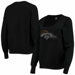 Outlet 🔥 Unbranded 👩 Women's Cuce Black Denver Broncos Winners Square Neck Pullover Sweatshirt 🔔