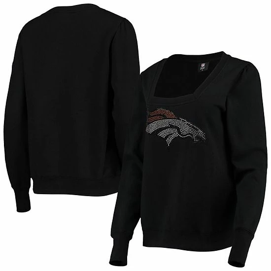 Outlet 🔥 Unbranded 👩 Women's Cuce Black Denver Broncos Winners Square Neck Pullover Sweatshirt 🔔