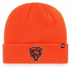 Wholesale 👍 Unbranded Men's '47 Orange Chicago Bears Secondary Basic Logo Cuffed Knit Hat ⭐