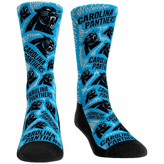 Hot Sale 🎉 Unbranded Youth Rock Em 🧦 Socks Carolina Panthers Team Logo Sketch Crew 🧦 Socks 🎉