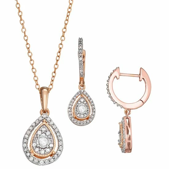 Deals 💯 Unbranded Sterling Silver 1/2 Carat T.W. Diamond Teardrop Pendant & Drop Earring Set 🎉 - Image 2