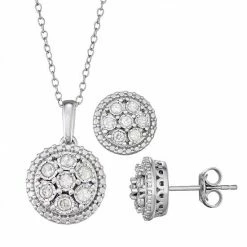 New ✔️ Unbranded Sterling Silver 1/2 Carat T.W. Diamond Pendant & Stud Earring Set ❤️