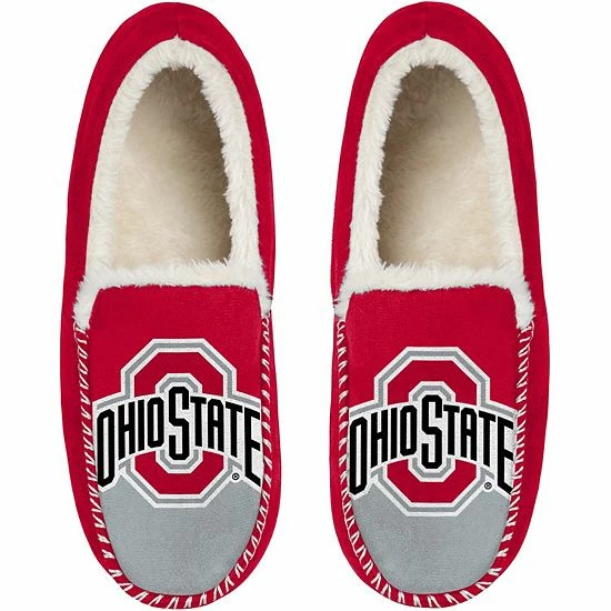 Discount 🧨 Unbranded Men's FOCO Ohio State Buckeyes Colorblock Moccasin Slippers 🔥