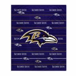 Coupon 🤩 Unbranded Baltimore Ravens 60'' X 80'' Logo Stripe Flannel Fleece Blanket 🤩