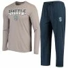 Best Sale 🧨 Unbranded Men's Concepts Sport Gray/Deep Sea Blue Seattle Kraken Meter Long Sleeve T-Shirt & Pants Set ⌛