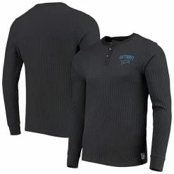 Hot Sale ❤️ Unbranded Men's Junk Food Black Detroit Lions Thermal Henley Long Sleeve T-Shirt ✨