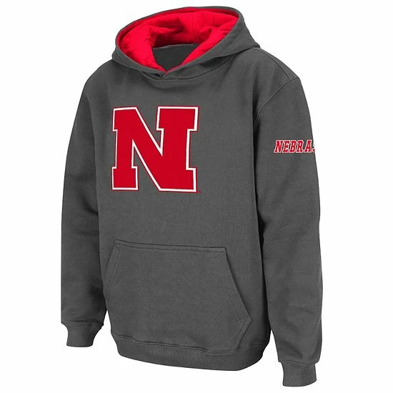 Hot Sale ⭐ Unbranded Youth Stadium Athletic Charcoal Nebraska Huskers Big Logo Pullover Hoodie ❤️ - Image 2