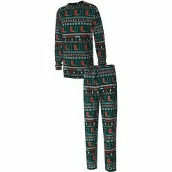 Best Pirce ❤️ Unbranded Men's Concepts Sport Green Miami Hurricanes Ugly Sweater Knit Long Sleeve Top And Pant Set 🧨