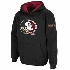 Budget 🥰 Unbranded Youth Stadium Athletic Black Florida State Seminoles Big Logo Pullover Hoodie 🎁