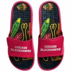 Budget 🔥 Unbranded Men's FOCO Chicago Blackhawks Wordmark Gel Slide 🩴 Sandals ✔️