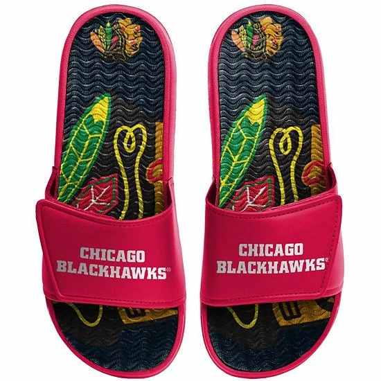 Budget 🔥 Unbranded Men's FOCO Chicago Blackhawks Wordmark Gel Slide 🩴 Sandals ✔️ - Image 2