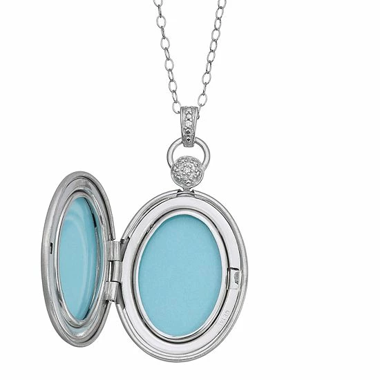 Best deal 😀 Unbranded Sterling Silver Diamond Accent Oval Locket Necklace 👏 - Image 3