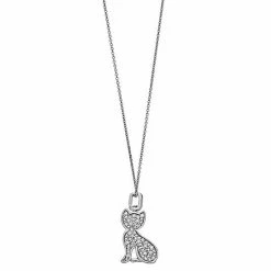 Promo ❤️ Unbranded Sterling Silver 1/4 Carat T.W. Black & White Diamond Cat Pendant Necklace 👏