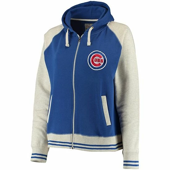Cheapest 🔥 Unbranded 👩 Women's Soft As A Grape Royal Chicago Cubs Plus Size Varsity Raglan Full-Zip Hoodie 😀