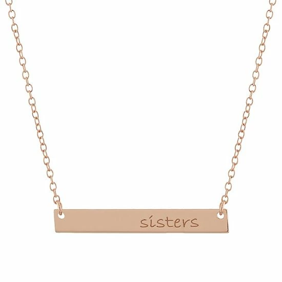 Hot Sale ๐ Unbranded Sterling Silver "Sisters" Bar Necklace Rose Tone ๐งจ