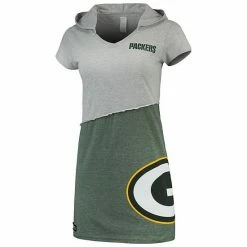 Budget 💯 Unbranded 👩 Women's Refried Apparel Gray/Green Green Bay Packers Sustainable Hooded Mini 👗 Dress 👏