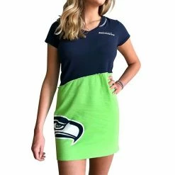 Best deal 👏 Unbranded 👩 Women's Refried Apparel Navy/Neon Green Seattle Seahawks Sustainable Hooded Mini 👗 Dress 🥰