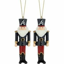 New 🎁 Unbranded Atlanta Braves 2-Pack Santa Nutcracker Ornament Set 🤩