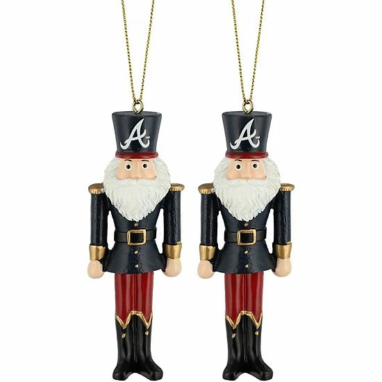 New ๐ Unbranded Atlanta Braves 2-Pack Santa Nutcracker Ornament Set ๐คฉ