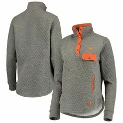 Budget 🌟 Unbranded 👩 Women's Pressbox Heathered Gray/Texas Orange Texas Longhorns Magnum Quilted Quarter-Snap Jacket 🛒