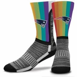 Best deal ✨ Unbranded Men's For Bare Feet New England Patriots V-Curve Rainbow Crew 🧦 Socks 🎉
