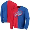 Discount 👍 Unbranded Men's Refried Apparel Red/Royal Buffalo Bills Sustainable Split Center Pullover Sweatshirt 👍