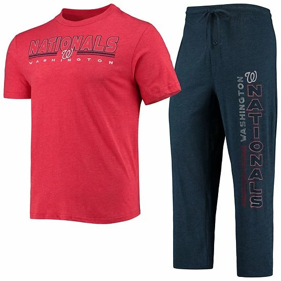 Discount 😍 Unbranded Men's Concepts Sport Navy/Red Washington Nationals Meter T-Shirt And Pants Sleep Set 🥰 - Image 2