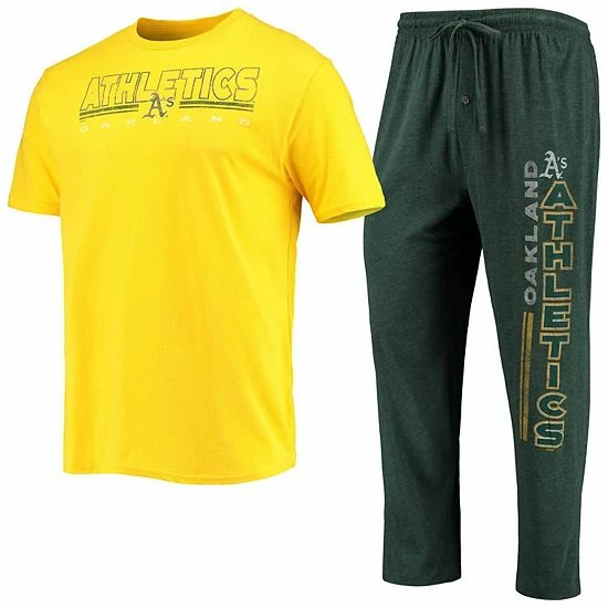 Budget ✔️ Unbranded Men's Concepts Sport Green/Gold Oakland Athletics Meter T-Shirt And Pants Sleep Set ❤️ - Image 2