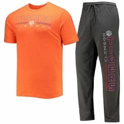 Best reviews of 🧨 Unbranded Men's Concepts Sport Heathered Charcoal/Orange Clemson Tigers Meter T-Shirt & Pants Sleep Set 💯