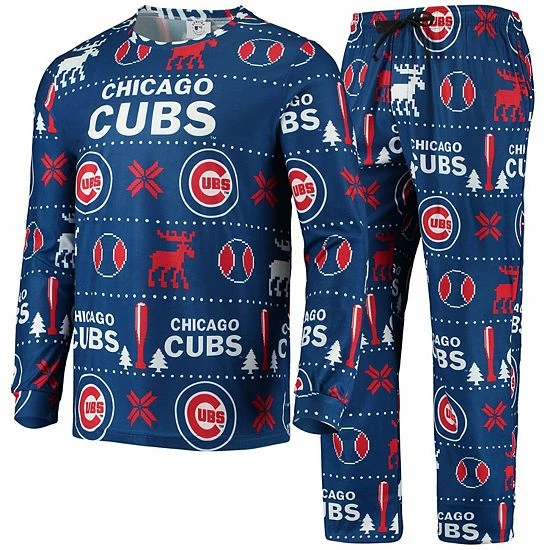 Budget ๐ Unbranded Men's FOCO Royal Chicago Cubs Ugly Pajama Sleep Set ๐ฅฐ - Image 2