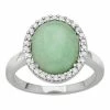 Discount ✔️ Unbranded Sterling Silver Jade & Cubic Zirconia Halo Ring 💯