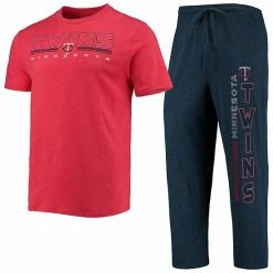 Best deal 🔔 Unbranded Men's Concepts Sport Navy/Red Minnesota Twins Meter T-Shirt And Pants Sleep Set 🎉