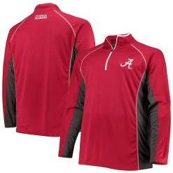 Budget ✨ Unbranded Men's Crimson Alabama Crimson Tide Big & Tall Textured Raglan Quarter-Zip Jacket 😍