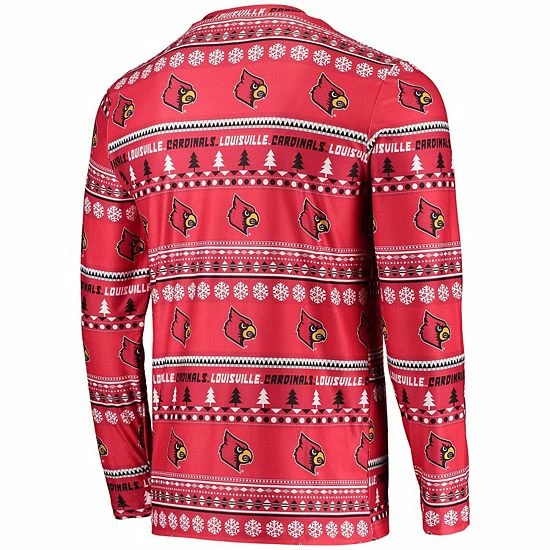 Brand new ๐ Unbranded Men's Concepts Sport Red Louisville Cardinals Ugly Sweater Long Sleeve T-Shirt And Pants Sleep Set โจ - Image 4