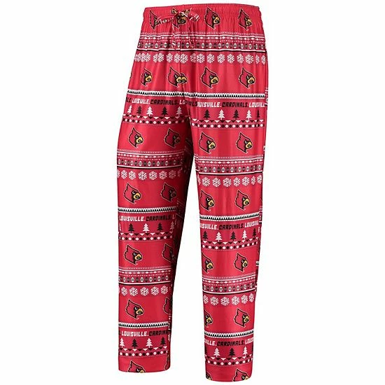 Brand new ๐ Unbranded Men's Concepts Sport Red Louisville Cardinals Ugly Sweater Long Sleeve T-Shirt And Pants Sleep Set โจ - Image 5
